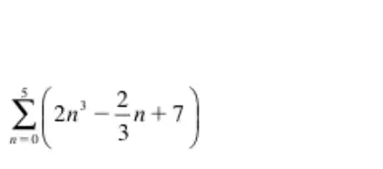 sum _(n=0)^5(2n^3-(2)/(3)n+7)