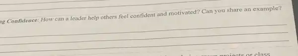 ng Confidence: How can a leader help others feel confident and motivated? Can you share an example?
__