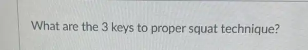 What are the 3 keys to proper squat technique?
