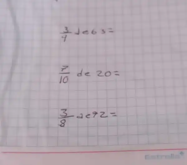 (3)/(9) 1<63= 
 (7)/(10) d e 20= 
 (3)/(8) 2<72=