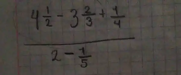 (4 frac(1)/(2)-3 (2)/(3)+(1)/(4))(2-(1)/(5))