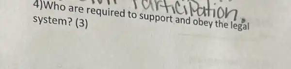 4)Who are required to support and obey the legal
system? (3)