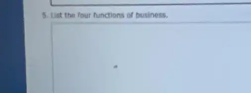 5. List the four functions of business.
square