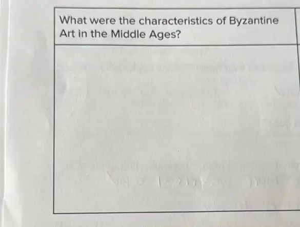 What were the characteristics of Byzantine
Art in the Middle Ages?
square