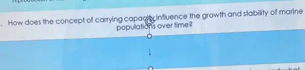 How does the concept of carrying capaging influence the growth and stability of marine
populations over time?