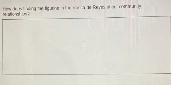 How does finding the figurine in the Rosca de Reyes affect community
relationships?
square