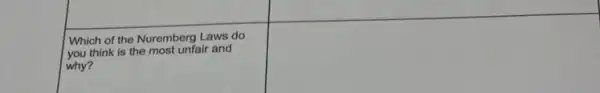 Which of the Nuremberg Laws do
you think is the most unfair and
why?