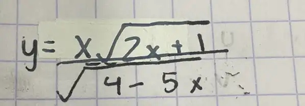 y=(x sqrt(2 x+1))/(sqrt(4-5 x))