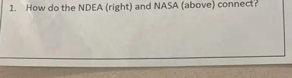 1. How do the NDEA (right) and NASA (above)connect?