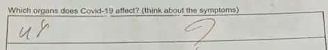 Which organs does Covid -19 affect? (think about the symptoms)
square