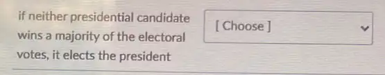 if neither presidential candidate
wins a majority of the electoral
votes, it elects the president
square