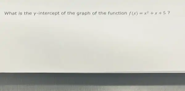 What is the y-Intercept of the graph of the function f(x)=x^2+x+5 7