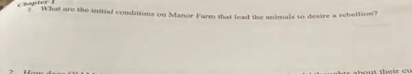 1. What are the initial conditions on Manor Farm that lead the animals to desire a rebellion?